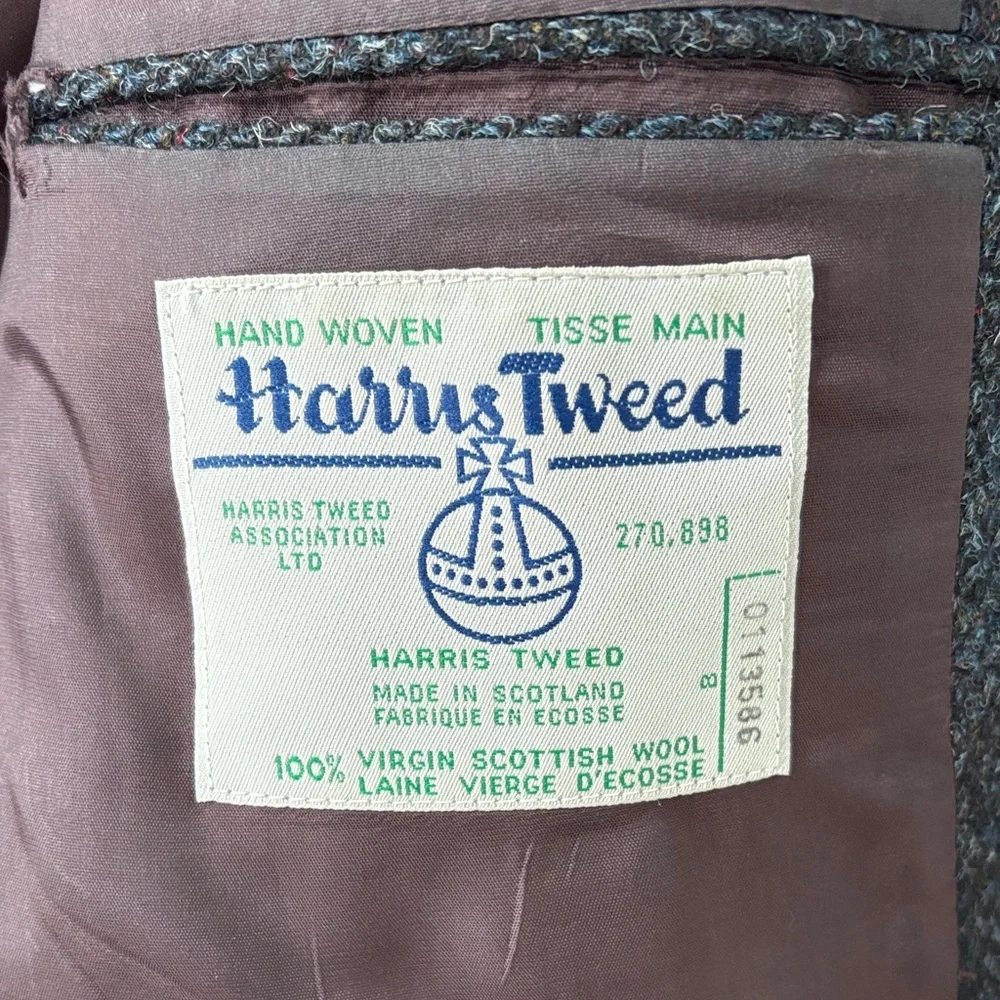 Harris Tweed Classic Dark Grey Men's Tweed Blazer, Size 42R - Picture 4 of 5